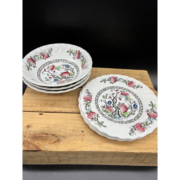Myott Staffordshire England Indian Tree Dessert Plates And Bowls - 3 Of Each - Picture 1 of 6